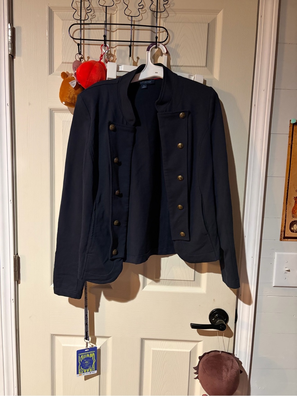 WoMen's Navy Military-Style Button Jacket